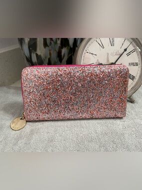 Deux Lux Pink Multi Glitter Zip Wallet